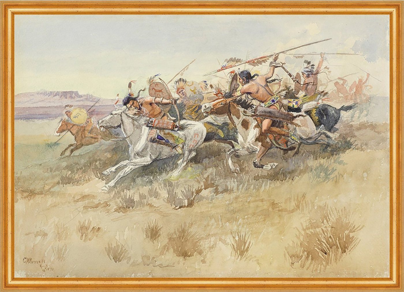 Kunstdruck Running Fight Between Crees and Blackfeet Charles Russell B A1 01111, (1 St) von OTTO