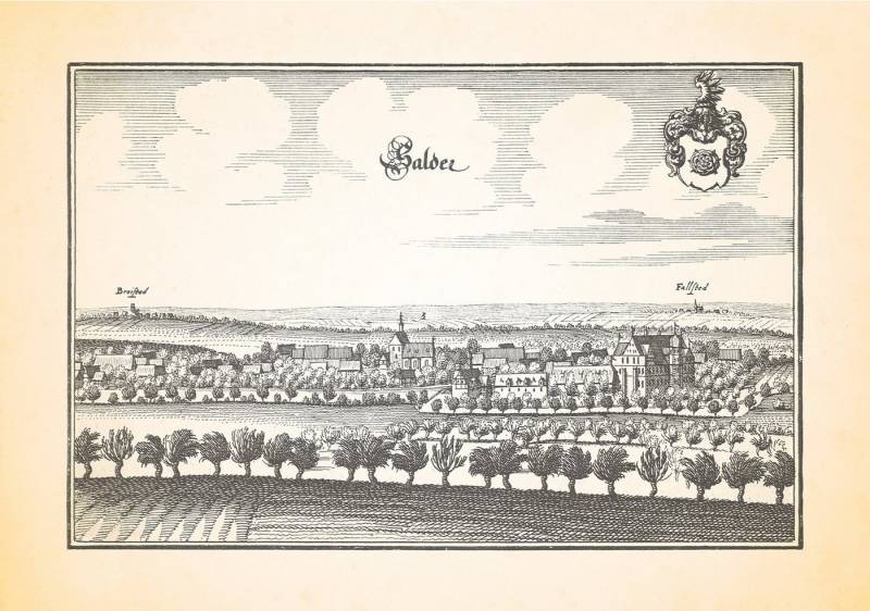 BillerAntik Kunstdruck Salder Schloss Harzvorland Schlosskirche Bockwindmühle Kupferstich Mer, (1 St) von BillerAntik