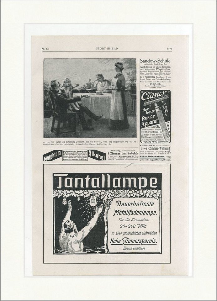 BillerAntik Kunstdruck Sandow Schule Körperkultur Clanor Rasierapparat Tantallampe Faksimile, (1 St) von BillerAntik