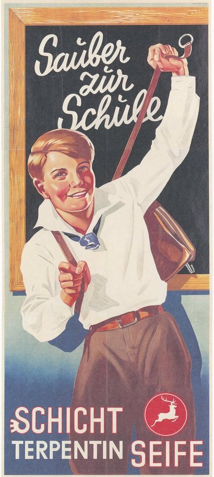BillerAntik Kunstdruck Schicht Terpentin Seife Knabe Hygiene Plakat Hirsch Kunstdruck Werbung, (1 St) von BillerAntik