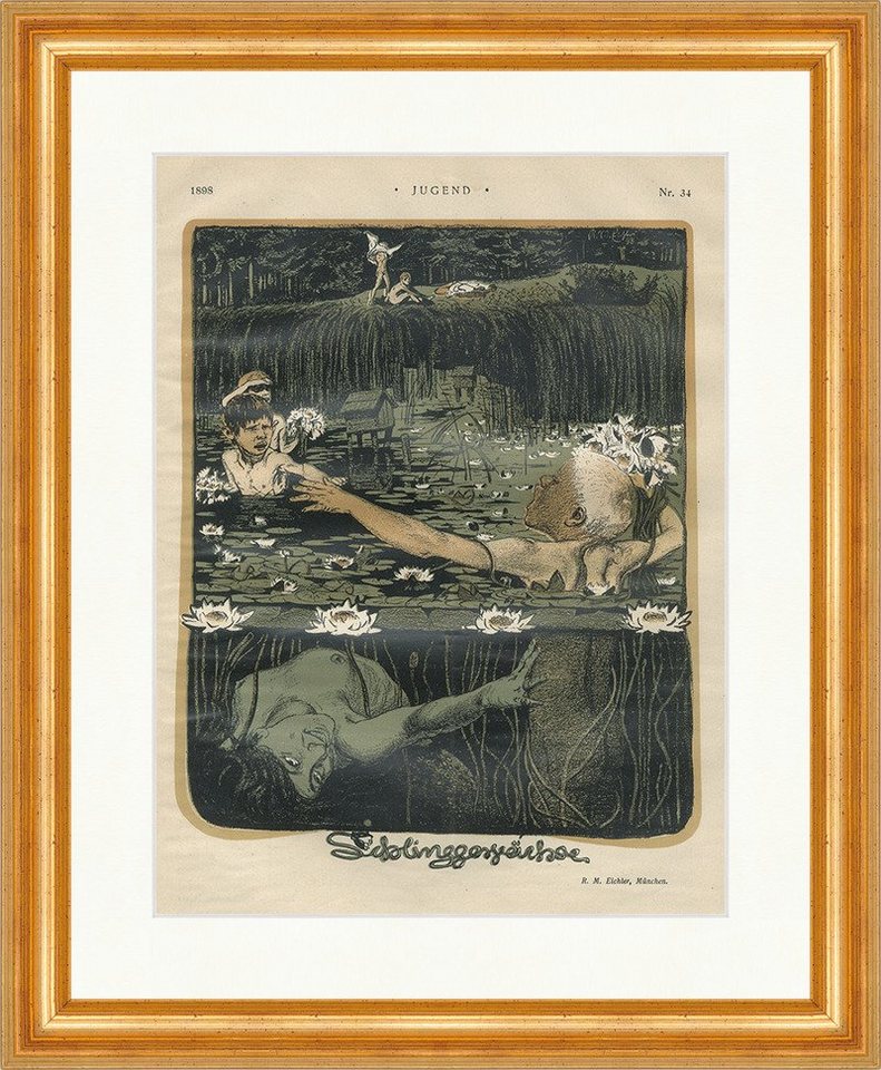 BillerAntik Kunstdruck Schlinggewächse Nr. 34 R. M. Eichler Seerosen Teich Jugend 5395 Gerahm, (1 St) von BillerAntik