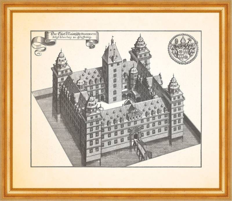 BillerAntik Kunstdruck Schloß Johannisburg zu Aschaffenburg Residenz Pavillon Merian 0137 Ger, (1 St) von BillerAntik