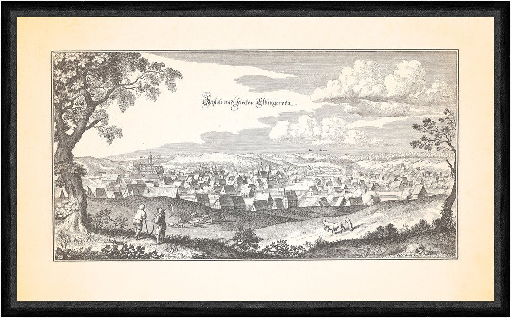 Kunstdruck Schloss und Flecken Elbingeroda Elbingerode Harz Brocken Faks_Merian, (1 St) von OTTO