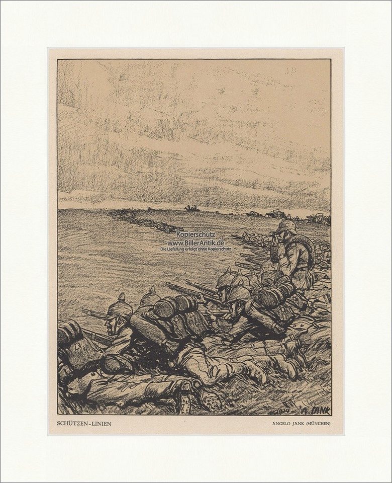 Kunstdruck Schützen Linien Jugendstil Angelo Jank Krieg Soldaten Gefecht Jugend 0, (1 St) von OTTO
