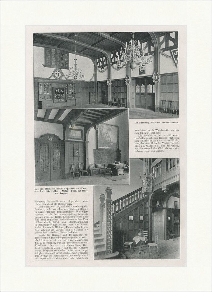 BillerAntik Kunstdruck Segler Haus Wannsee Festsaal Preise Schrank Halle Treppe Leuchter SP 3, (1 St) von BillerAntik