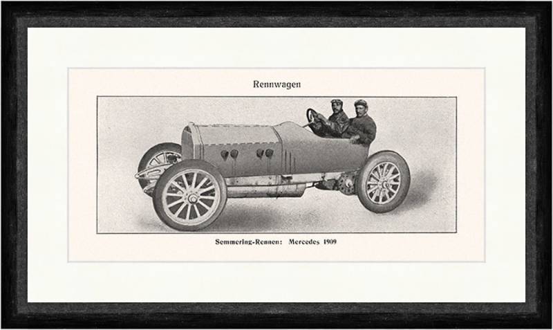 BillerAntik Kunstdruck Semmering Rennen Mercedes 1909 Rennwagen Zweisitzer Faks Sport 044, (1 St) von BillerAntik