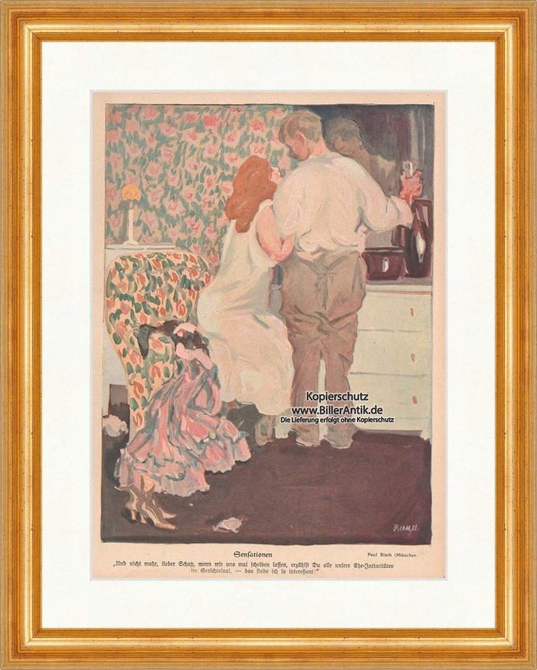 BillerAntik Kunstdruck Sensationen Paul Rieth Ehepaar Scheidung Sessel Hirth Ostini Jugend 14, (1 St) von BillerAntik