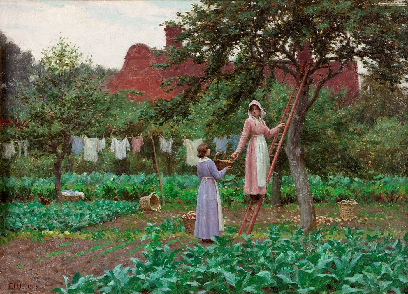 BillerAntik Kunstdruck September Edmund Blair Leighton Garten Obstbäume Äpfel Beete Ernte B A, (1 St) von BillerAntik