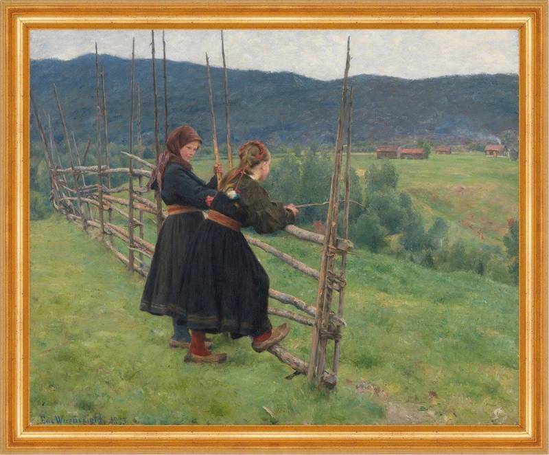 BillerAntik Kunstdruck September Erik Werenskiold Landwirtschaft Wiese Zaun Holz B A3 01677 G, (1 St) von BillerAntik
