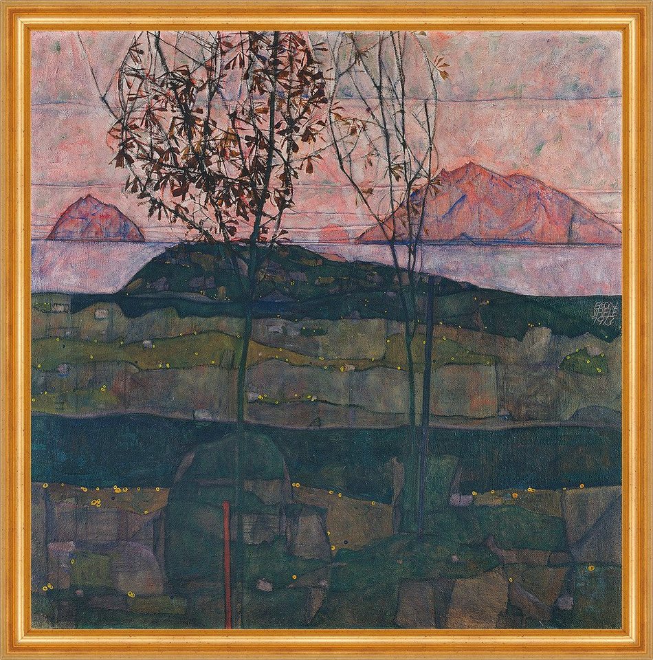 Kunstdruck Setting Sun Egon Schiele Sonnenuntergang Landschaft Bäume B A2 01597 G, (1 St) von OTTO