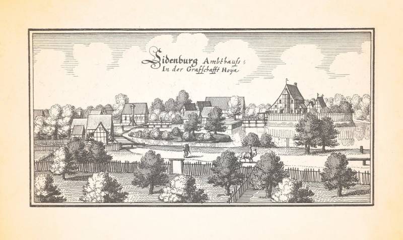 BillerAntik Kunstdruck Siedenburg Amtshaus in der Grafschaft Hoya Schloss Kupferstich Merian, (1 St) von BillerAntik