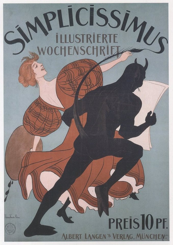 BillerAntik Kunstdruck Simplicissimus Poster Magazin Thomas Theodor Heine Kunstdruck Werbung, (1 St) von BillerAntik