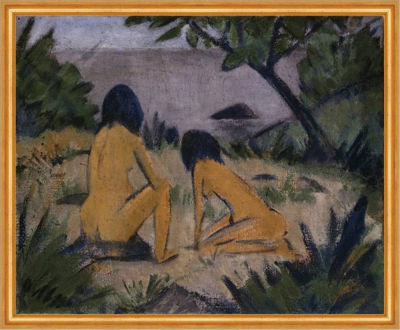 BillerAntik Kunstdruck Sitting Figures on the Bank of the Moritzburg Lakes Mueller B A2 02953, (1 St) von BillerAntik