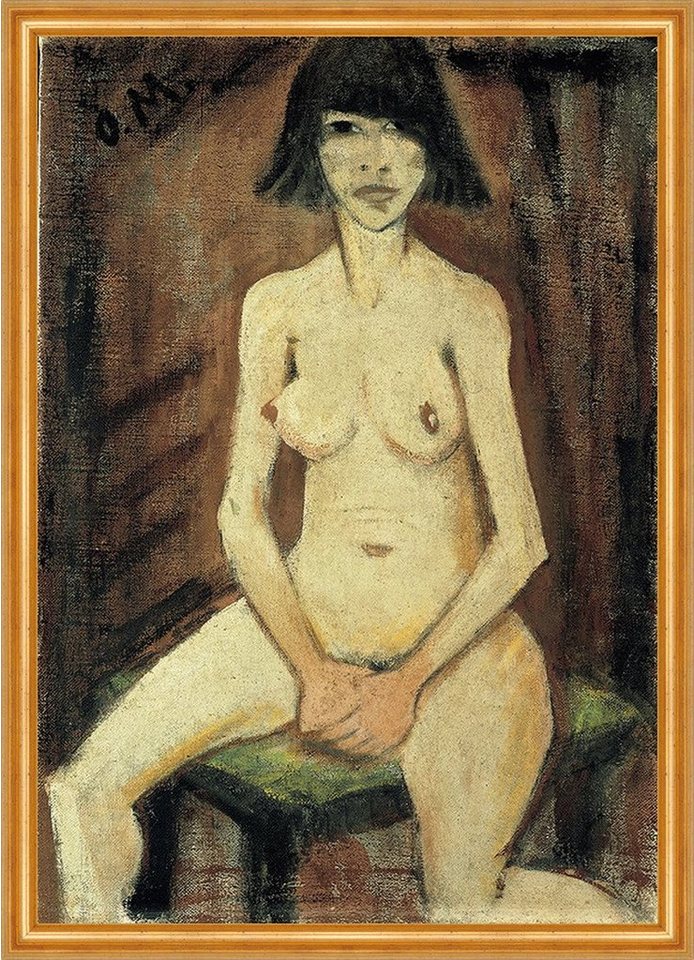 BillerAntik Kunstdruck Sitzendes Mädchen Nacktheit Malerei Erotik Stuhl Otto Mueller Kunst A2, (1 St) von BillerAntik