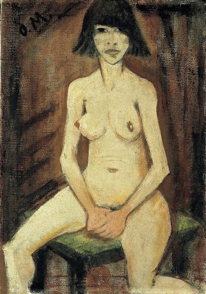 BillerAntik Kunstdruck Sitzendes Mädchen Nacktheit Malerei Erotik Stuhl Otto Mueller Kunst A3, (1 St) von BillerAntik