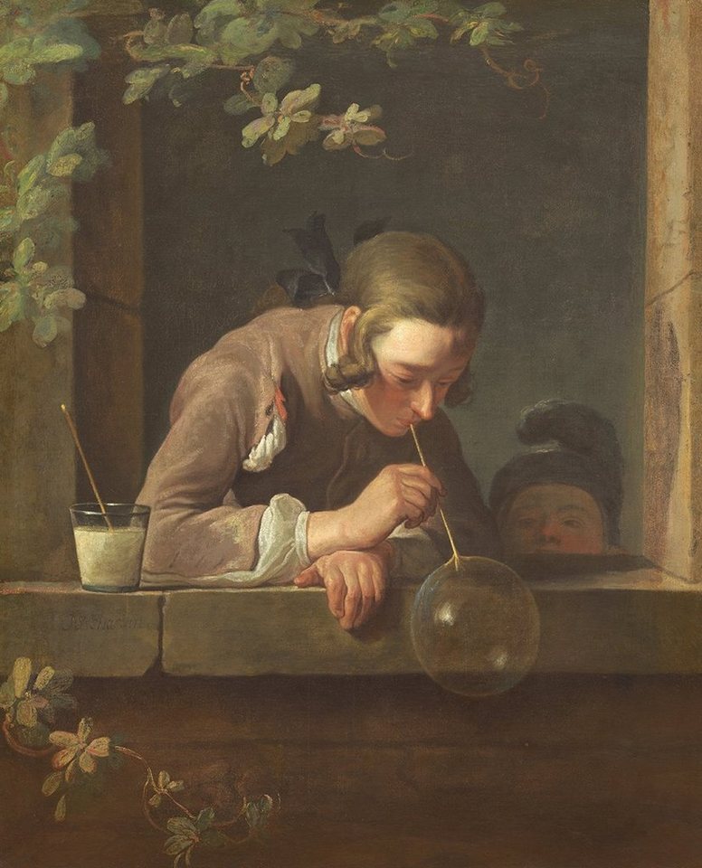 BillerAntik Kunstdruck Soap Bubbles Jean Simeon Chardin Seifenblasen Fenster Kind Strohhalm B, (1 St) von BillerAntik