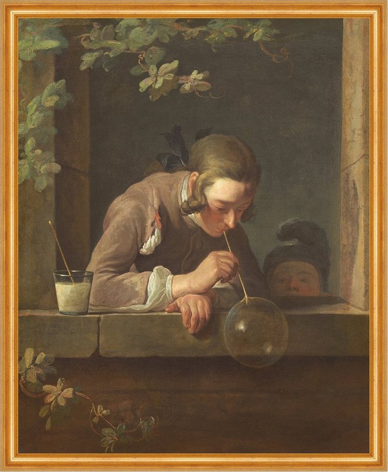 BillerAntik Kunstdruck Soap Bubbles Jean Simeon Chardin Seifenblasen Fenster Kind Strohhalm B, (1 St) von BillerAntik