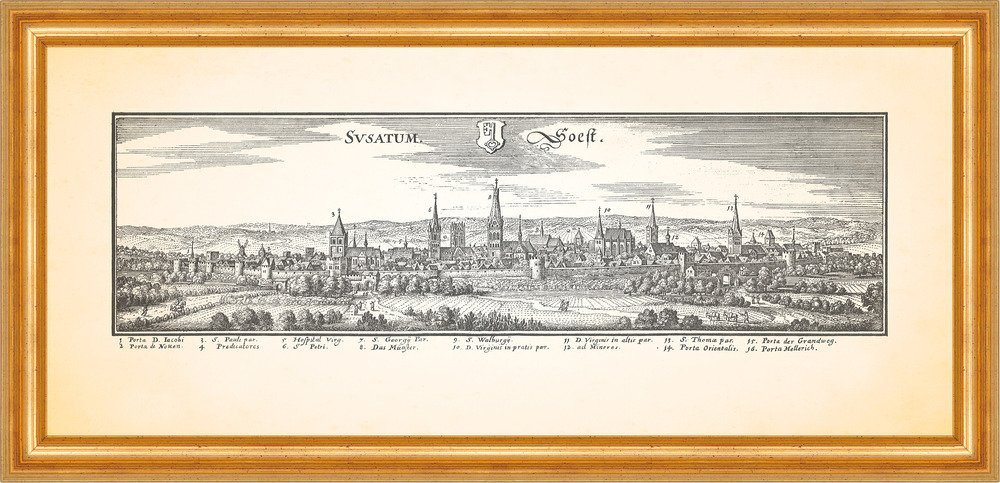 BillerAntik Kunstdruck Soest Soester Börde Burghof Kattenturm Wiesenkirche Teich Merian 0254, (1 St) von BillerAntik