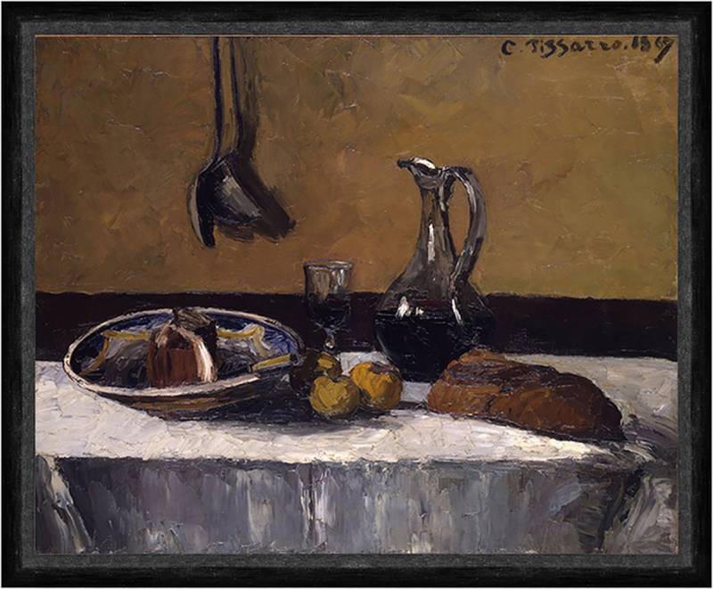 BillerAntik Kunstdruck Still Life Camille Pissarro Stilleben Karaffe Glas Mahl Tisch Faks_B, (1 St) von BillerAntik