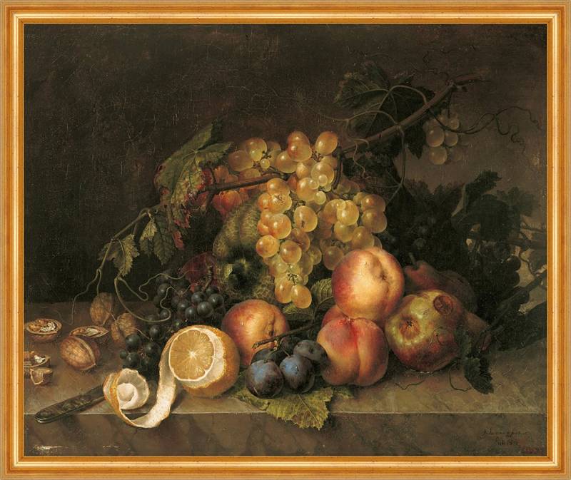 BillerAntik Kunstdruck Still Life Francesc Lacoma I Fontanet Stillleben Früchte Obst Trauben, (1 St) von BillerAntik