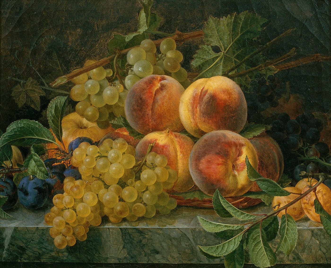BillerAntik Kunstdruck Still Life Francesc Lacoma I Fontanet Stillleben Obst Pfirsich Traube, (1 St) von BillerAntik