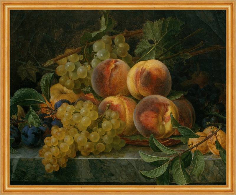 BillerAntik Kunstdruck Still Life Francesc Lacoma I Fontanet Stillleben Obst Pfirsich Traube, (1 St) von BillerAntik