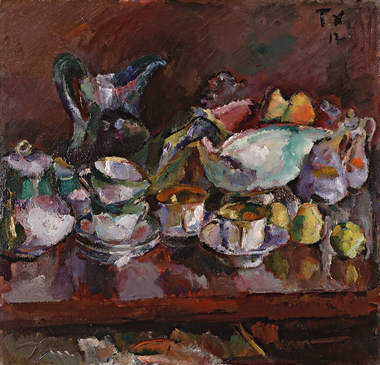 Kunstdruck Still Life with Coffee Cups Anton Faistauer Geschirr Kaffeetassen B A3, (1 St) von OTTO