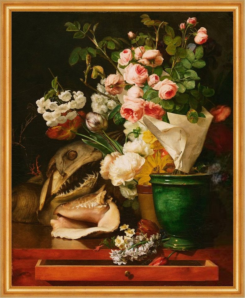 Kunstdruck Still Life with Flowers Shells and Sharks Head Berjon Blumen B A2 0058, (1 St) von OTTO