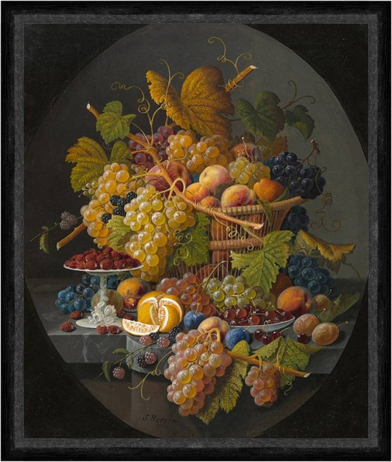 BillerAntik Kunstdruck Still Life with Fruit Severin Roesen Früchte Obst Trauben Erdbeeren Fa, (1 St) von BillerAntik