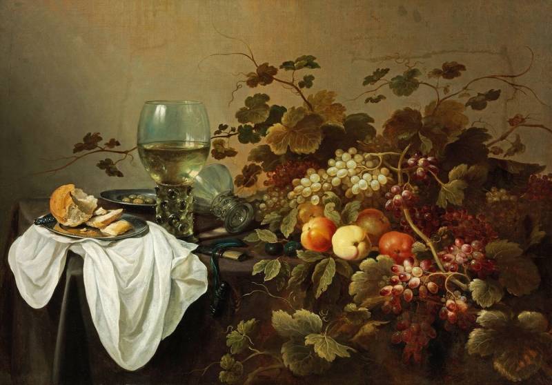 BillerAntik Kunstdruck Still Life with Fruit and Roemer Pieter Claesz Obst Früchte Trauben B, (1 St) von BillerAntik