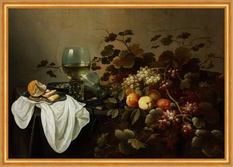 BillerAntik Kunstdruck Still Life with Fruit and Roemer Pieter Claesz Obst Früchte Trauben B, (1 St) von BillerAntik