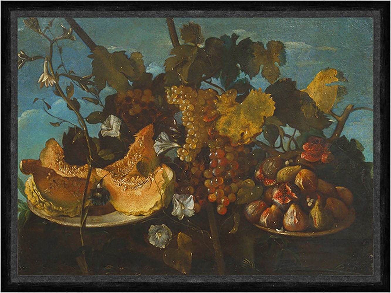 BillerAntik Kunstdruck Still Life with Grapes, Figs and Marrow Pace del Campidoglio Obst Faks, (1 St) von BillerAntik