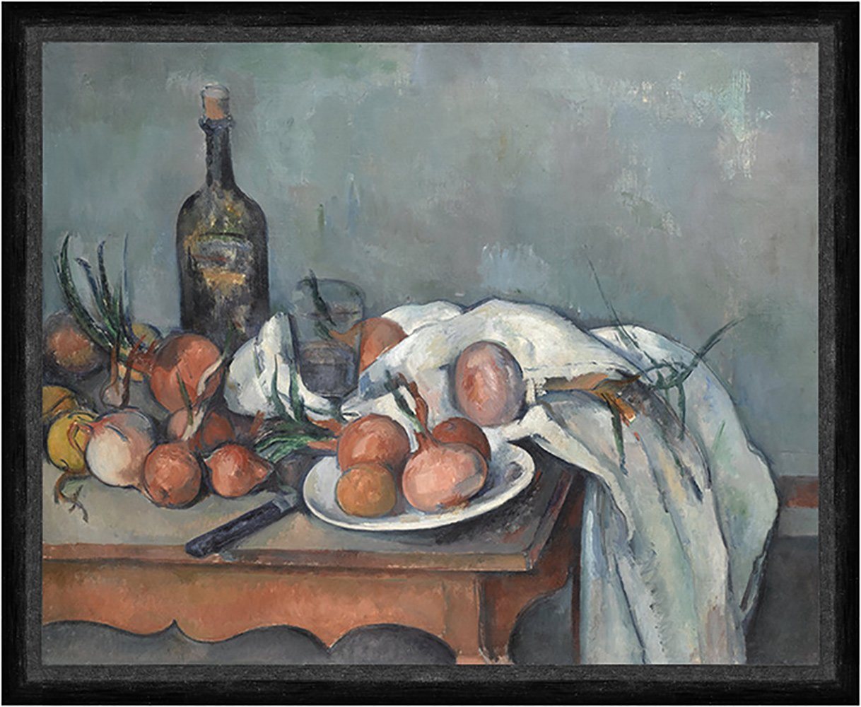 Kunstdruck Still Life with Onions Paul Cezanne Zwiebeln Tisch Messer Flasche Faks, (1 St) von OTTO