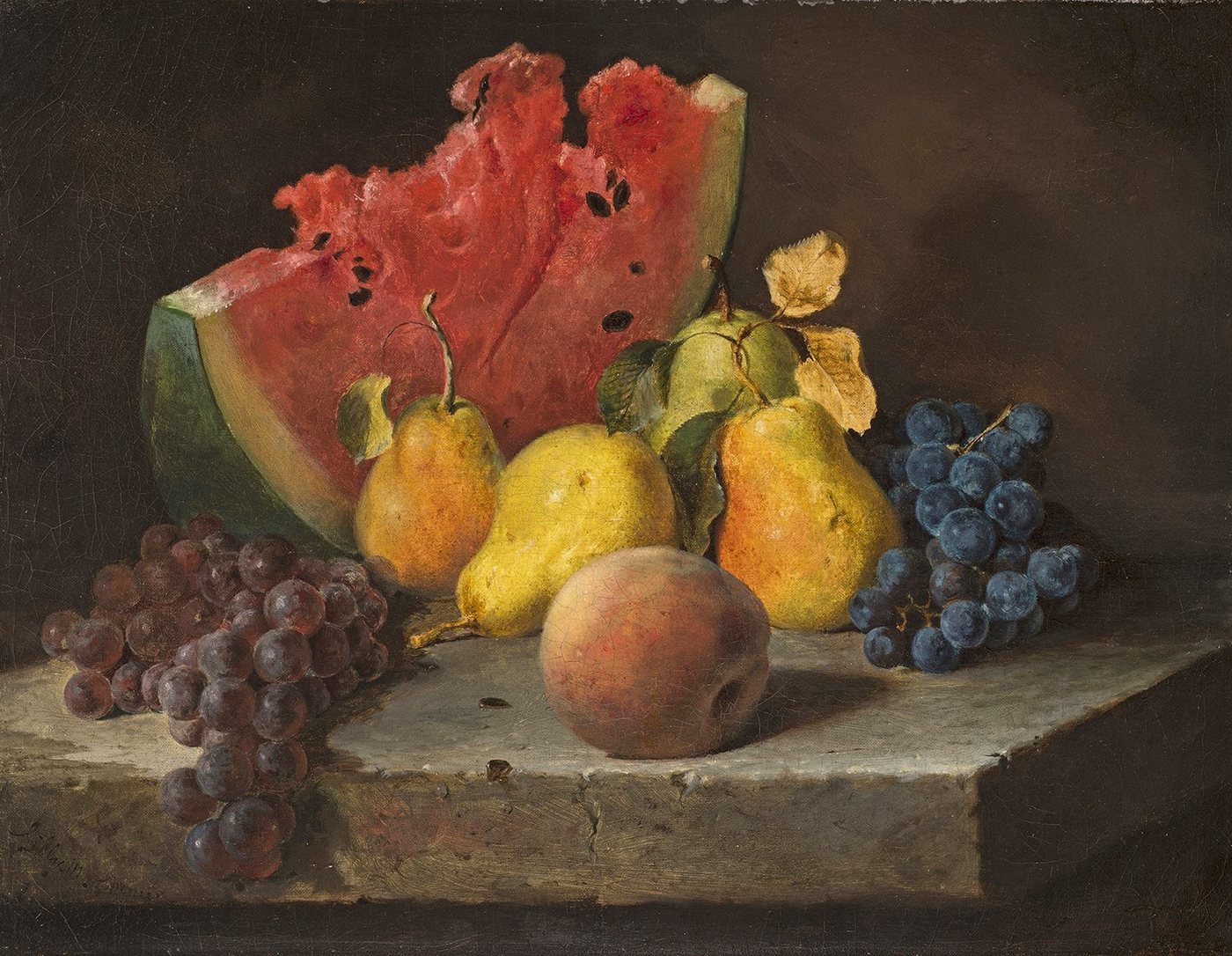 BillerAntik Kunstdruck Still Life with Watermelon, Pears, Grapes Lilly Martin Spencer Obst B, (1 St) von BillerAntik