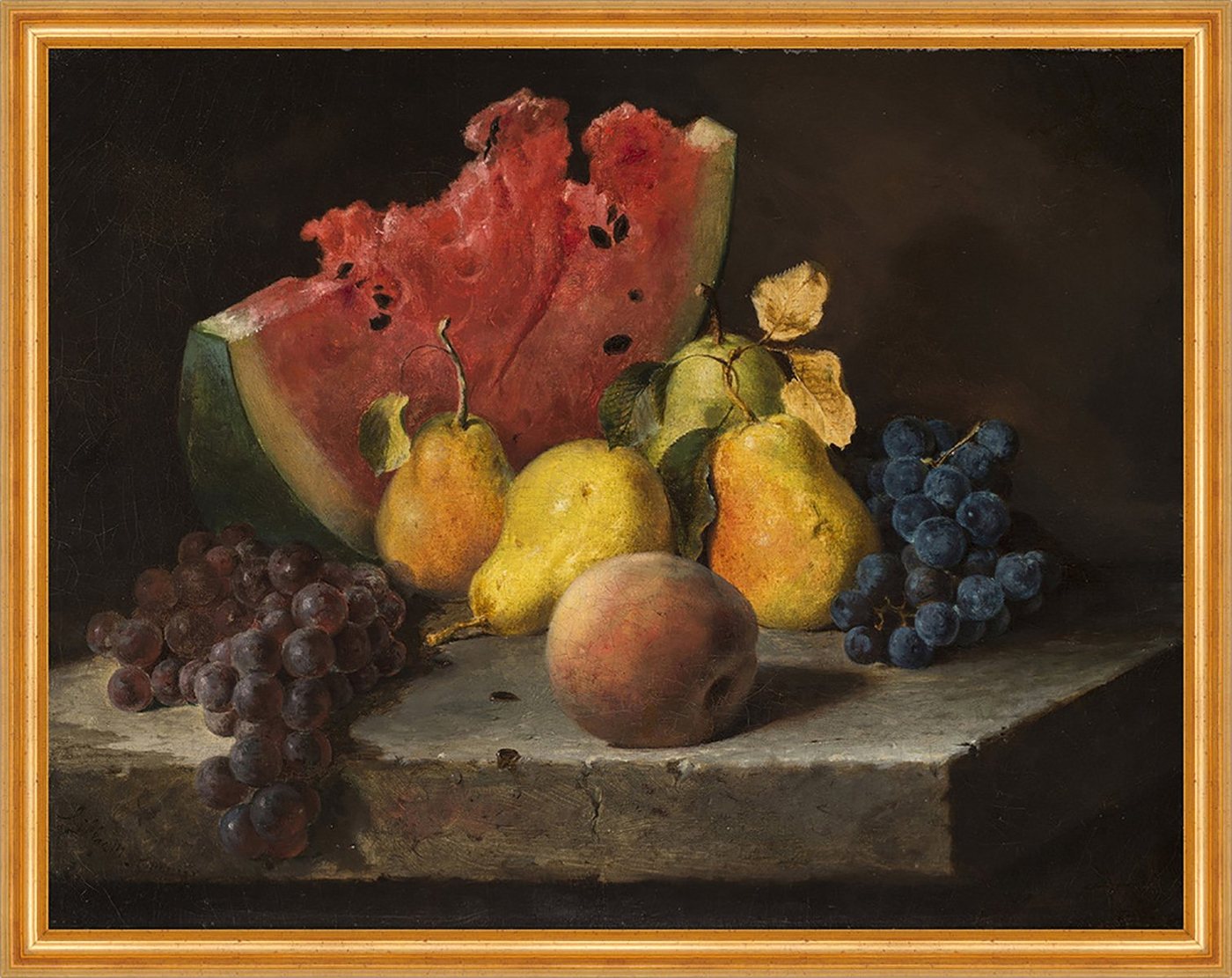 BillerAntik Kunstdruck Still Life with Watermelon, Pears, Grapes Lilly Martin Spencer Obst B, (1 St) von BillerAntik