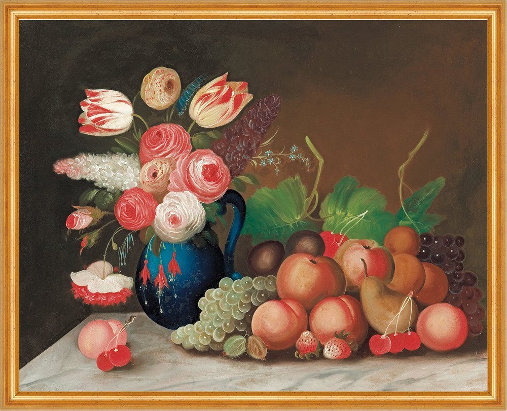 BillerAntik Kunstdruck Still life with fruit and flowers William Buelow Gould Früchte Obst B, (1 St) von BillerAntik