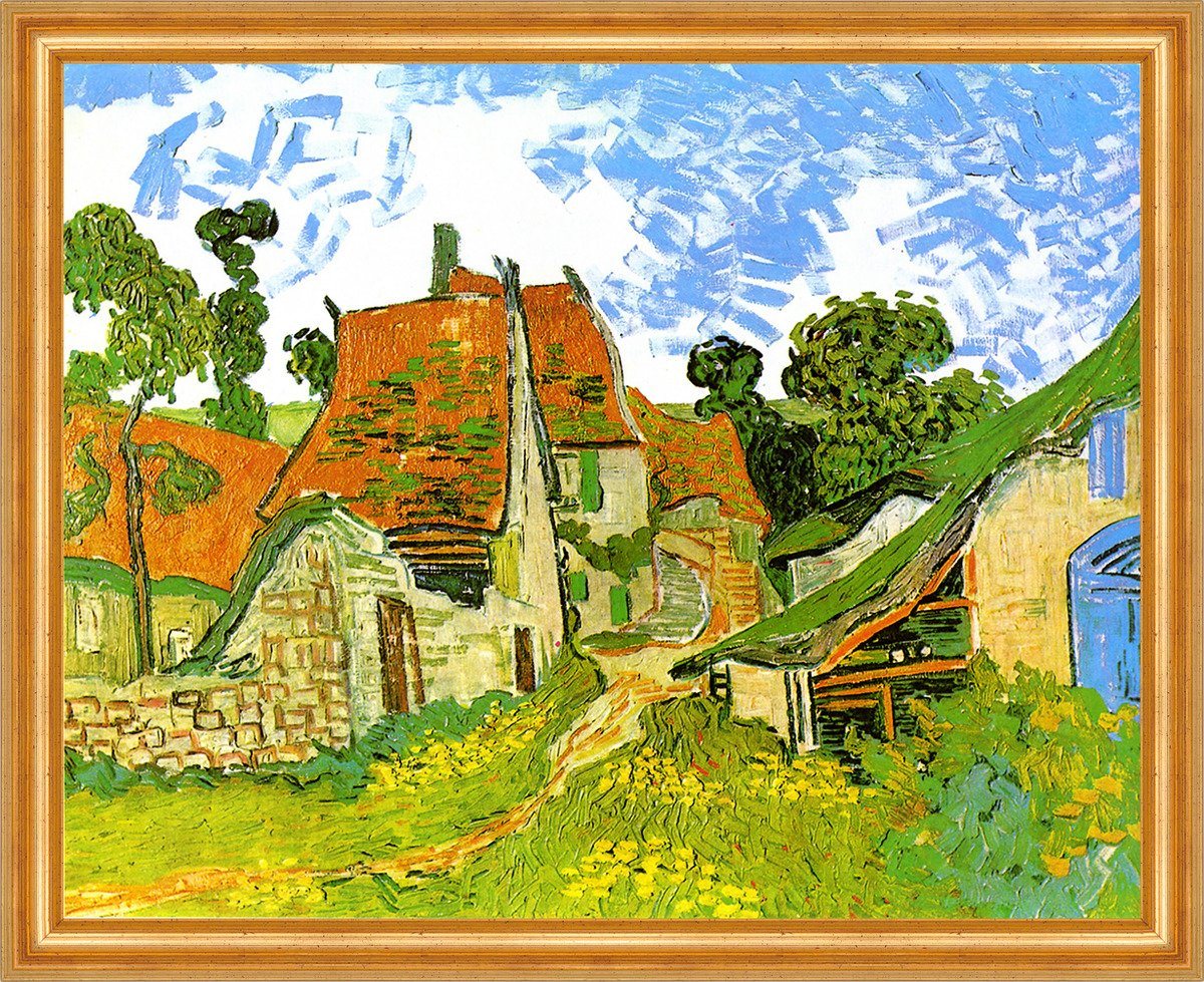 Kunstdruck Strasse in Auvers Impressionismus van Gogh A3 064 Gerahmt, (1 St) von OTTO