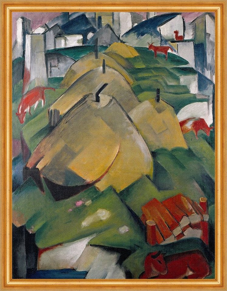 BillerAntik Kunstdruck Streuhocken Alpenszene Holz Weide Tiere Expressionismus Franz Marc Kun, (1 St) von BillerAntik