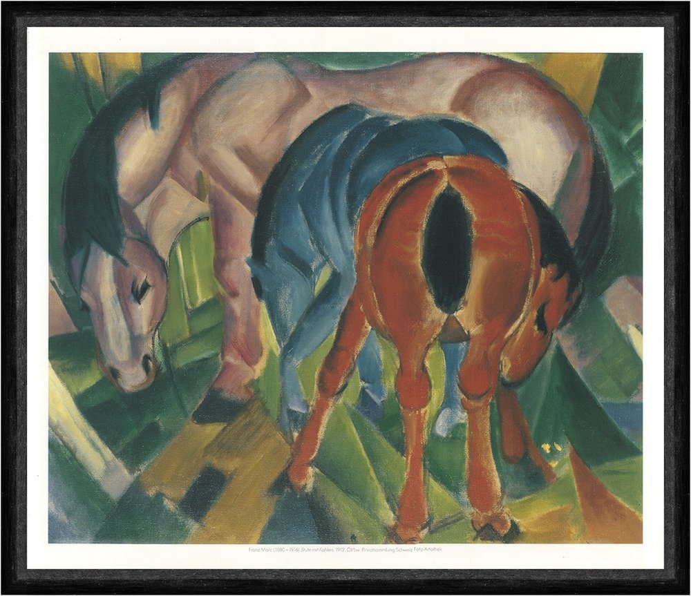 BillerAntik Kunstdruck Stute mit Fohlen nach Gemälde von Franz Marc Poster Kunstdruck Faks_We, (1 St) von BillerAntik