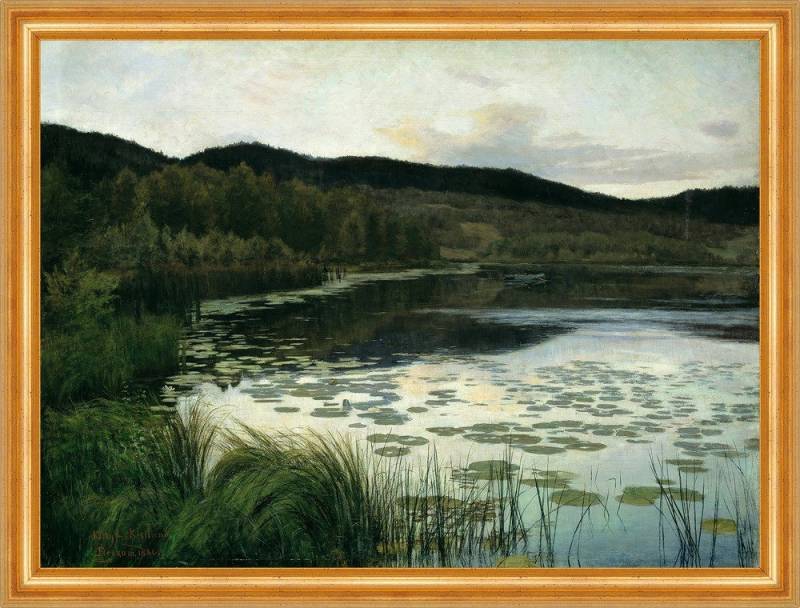 BillerAntik Kunstdruck Summer Night Kitty Lange Kielland Teich Natur Wald Schilf See B A3 027, (1 St) von BillerAntik