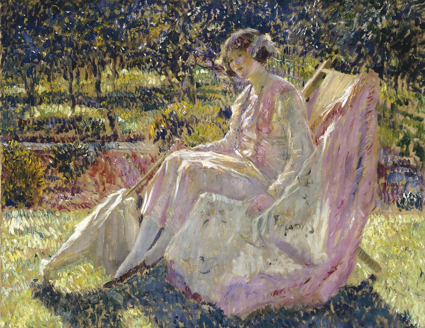 Kunstdruck Sunbath Frederick Carl Frieseke Sonnenbad Liegestuhl Garten Frauen B A, (1 St) von OTTO