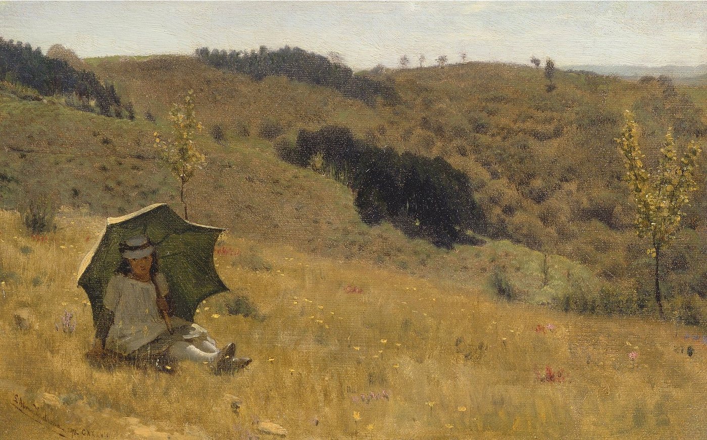 Kunstdruck Sunny Days Lawrence Alma-Tadema Sommer Sonnenschirm Wiese Hügel Kind B, (1 St) von OTTO