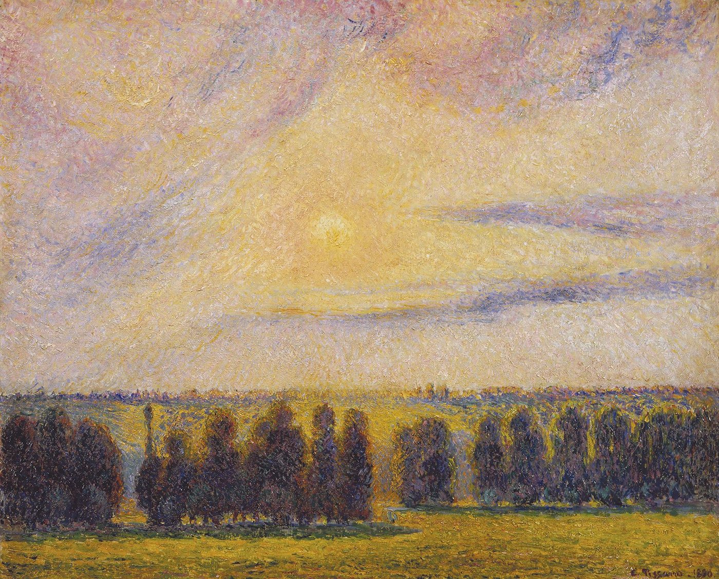 Kunstdruck Sunset at Eragny Camille Pissarro Sonnenuntergang Frankreich Natur B A, (1 St) von OTTO