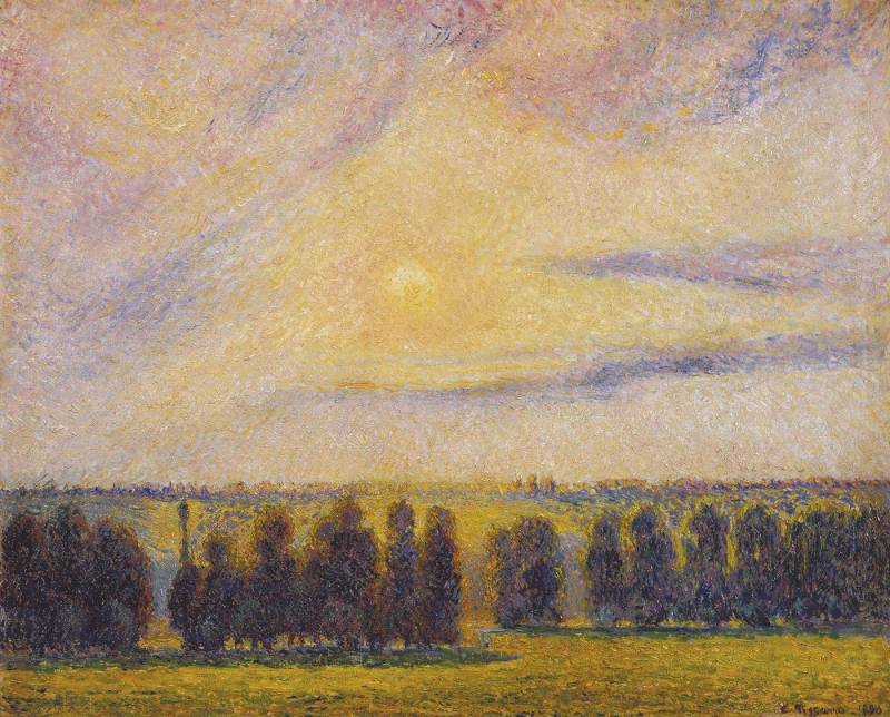 BillerAntik Kunstdruck Sunset at Eragny Camille Pissarro Sonnenuntergang Frankreich Natur B A, (1 St) von BillerAntik