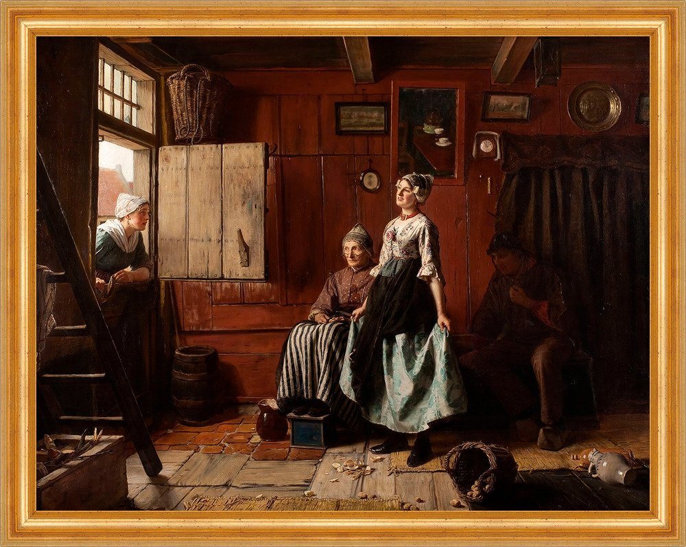 BillerAntik Kunstdruck Surprised Ferdinand Fagerlin Frauen Tür Besuch Überrascht B A3 01749 G, (1 St) von BillerAntik