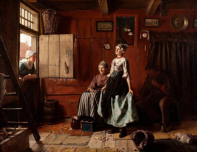 BillerAntik Kunstdruck Surprised Ferdinand Fagerlin Frauen Tür Besuch Überrascht Bauernhaus B, (1 St) von BillerAntik
