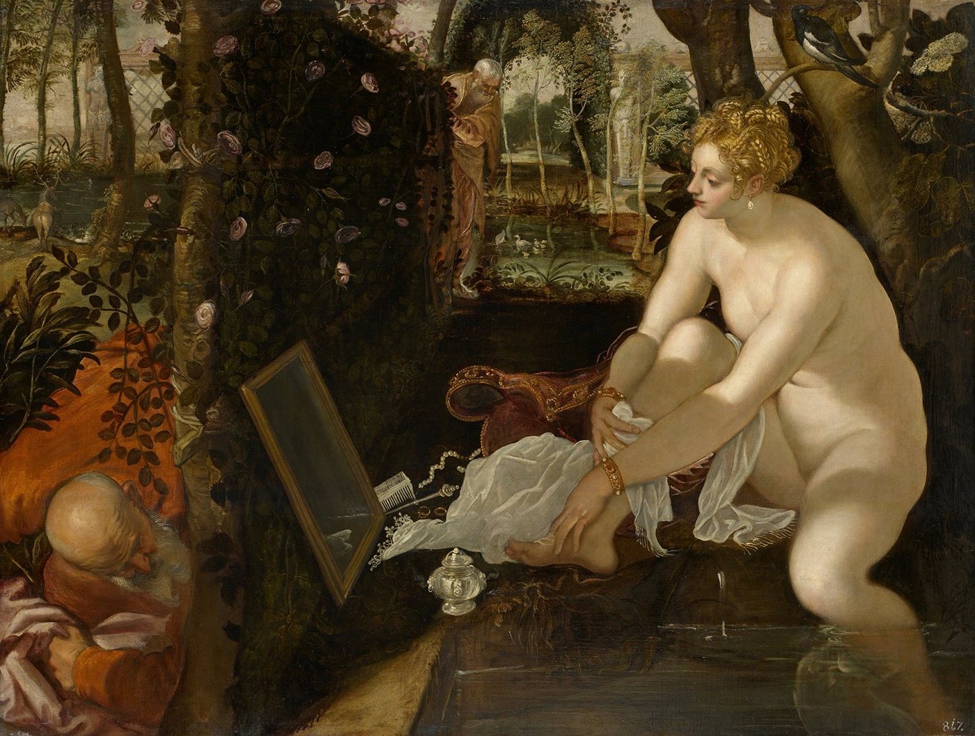 BillerAntik Kunstdruck Susanna and the Elders Jacopo Tintoretto Sankt Frauen alter Mann Bad B, (1 St) von BillerAntik