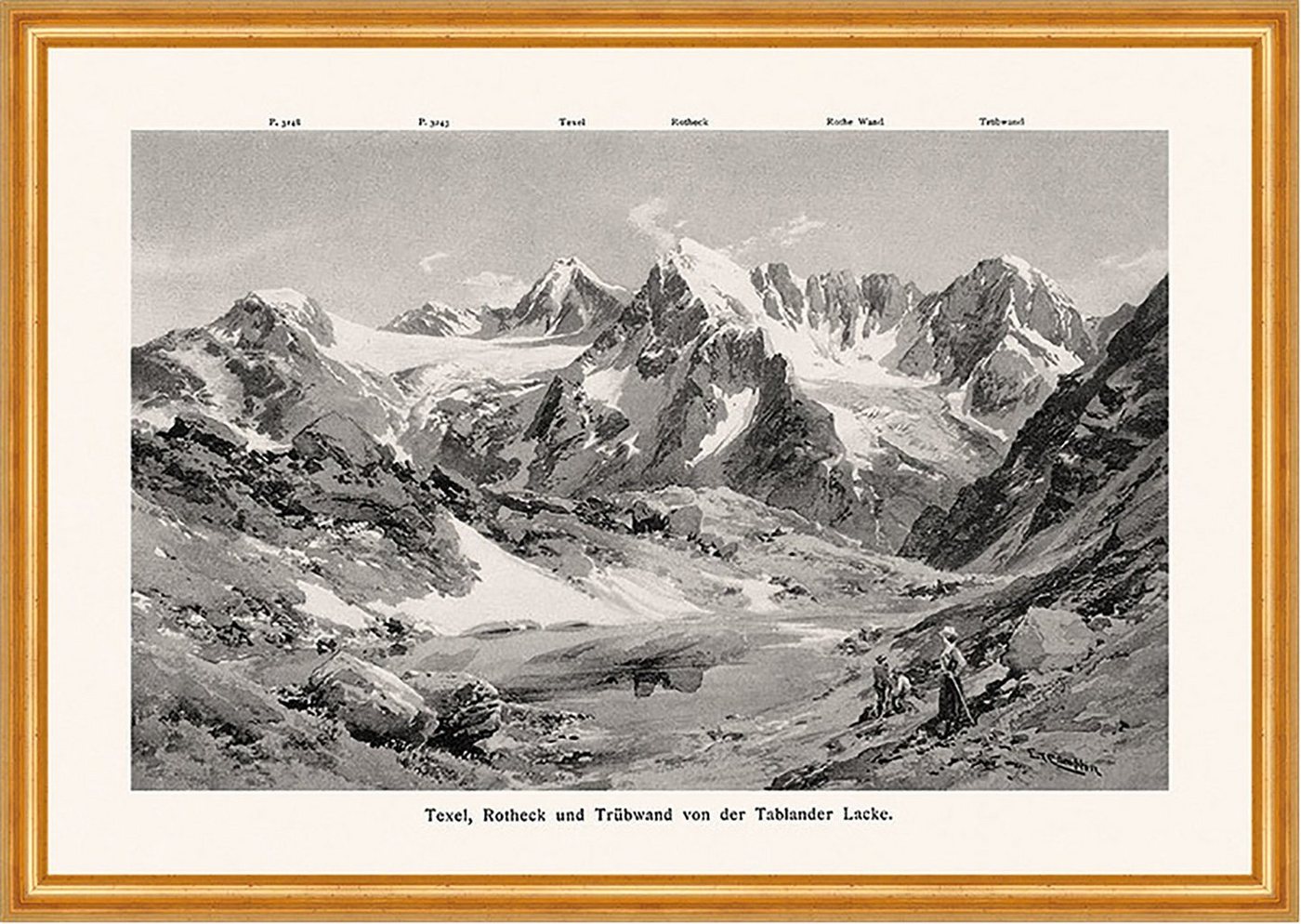 BillerAntik Kunstdruck Texel Rotheck und Trübwand von der Tablander Lacke Alpinismus A2 0126, (1 St) von BillerAntik