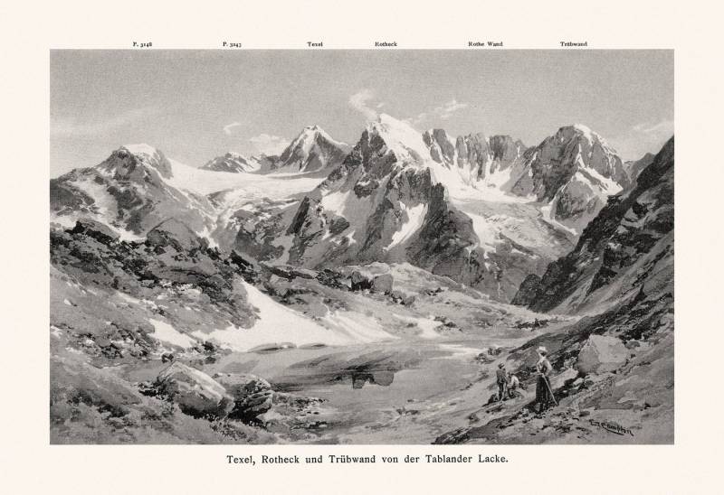 BillerAntik Kunstdruck Texel Rotheck und Trübwand von der Tablander Lacke Rotheck Alpinismus, (1 St) von BillerAntik