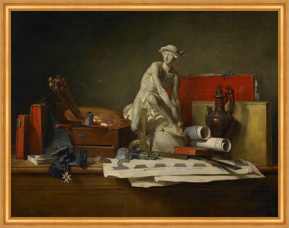 BillerAntik Kunstdruck The Attributes of the Arts and the Rewards Jean S. Chardin Pinsel B A2, (1 St) von BillerAntik